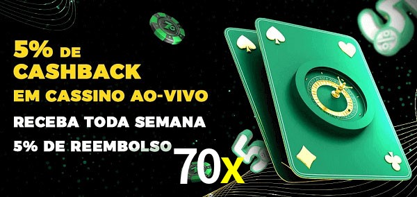 Promoções do cassino ao Vivo 70x